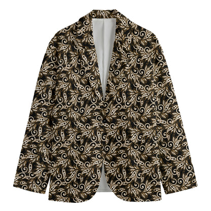 Dark Western Floral Pattern Print Men's Blazer