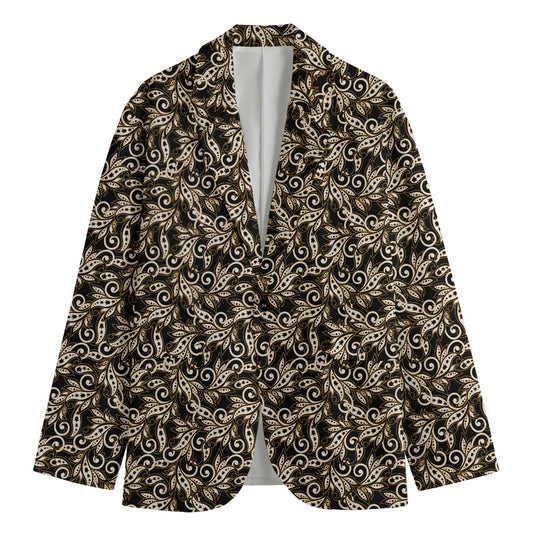 Dark Western Floral Pattern Print Men's Blazer