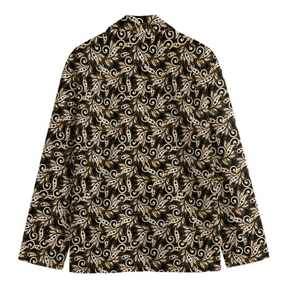 Dark Western Floral Pattern Print Men's Blazer