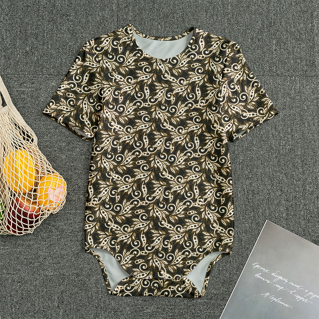 Dark Western Floral Pattern Print Men's Bodysuit