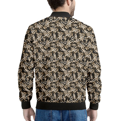 Dark Western Floral Pattern Print Men's Bomber Jacket