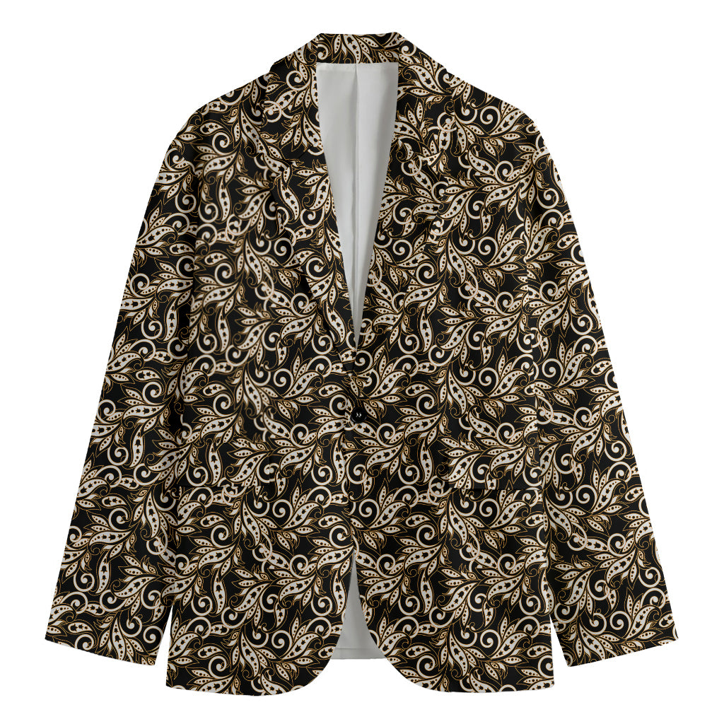 Dark Western Floral Pattern Print Men's Cotton Blazer