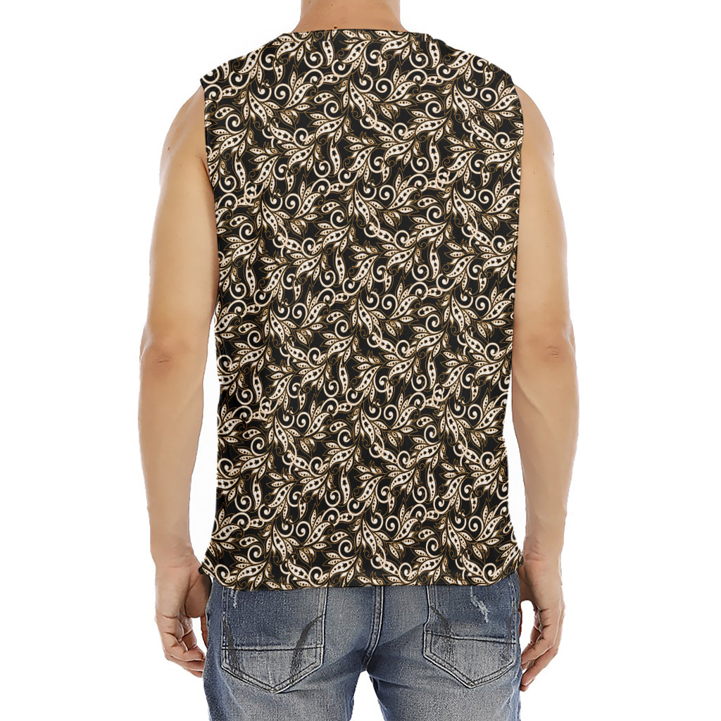 Dark Western Floral Pattern Print Men's Fitness Tank Top