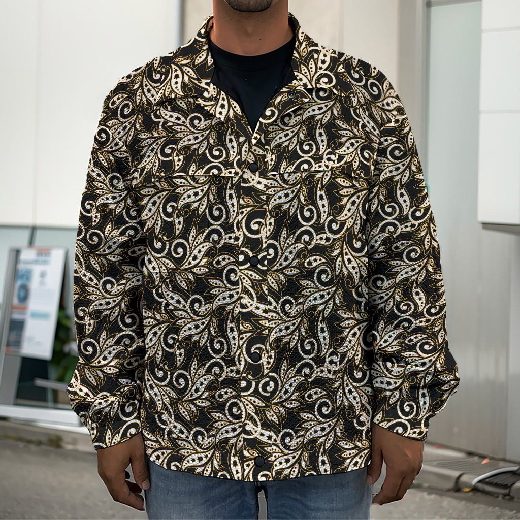 Dark Western Floral Pattern Print Men's Shirt Jacket