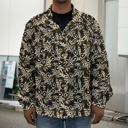 Dark Western Floral Pattern Print Men's Shirt Jacket