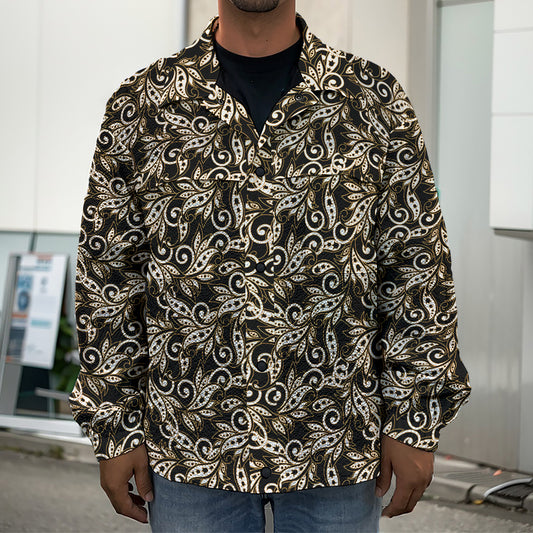 Dark Western Floral Pattern Print Men's Shirt Jacket