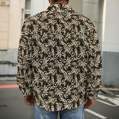 Dark Western Floral Pattern Print Men's Shirt Jacket