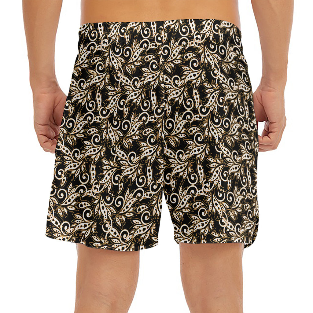 Dark Western Floral Pattern Print Men's Split Running Shorts