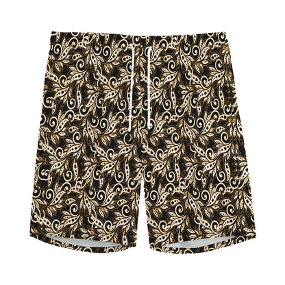 Dark Western Floral Pattern Print Men's Sports Shorts