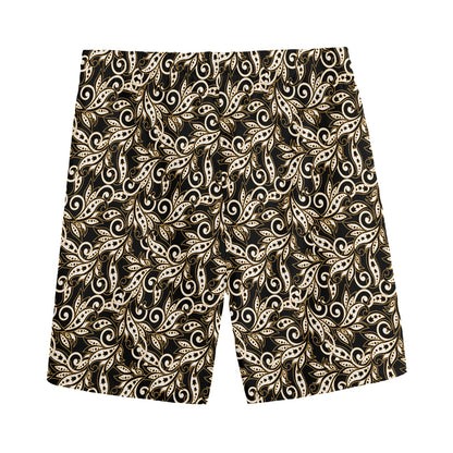 Dark Western Floral Pattern Print Men's Sports Shorts