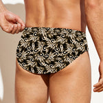 Dark Western Floral Pattern Print Men's Swim Briefs