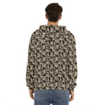 Dark Western Floral Pattern Print Men's Velvet Pullover Hoodie