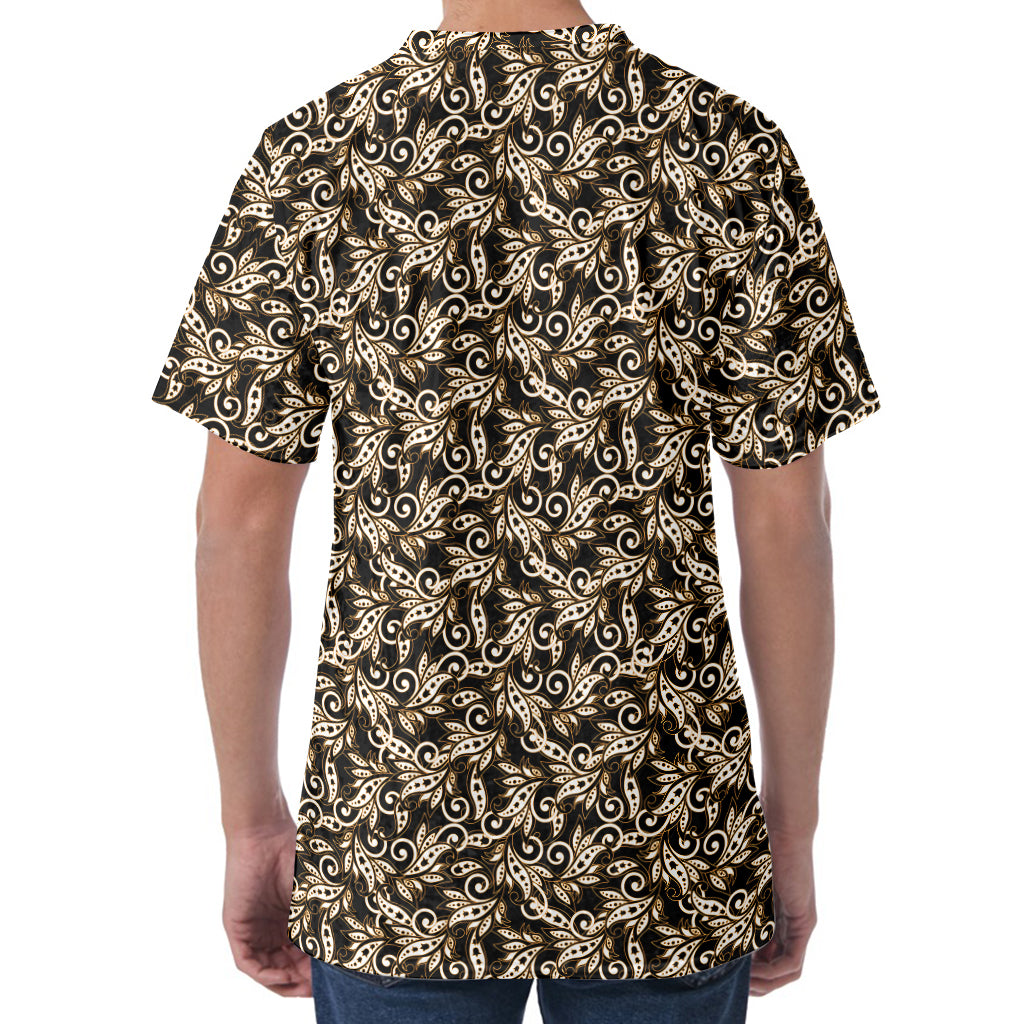 Dark Western Floral Pattern Print Men's Velvet T-Shirt