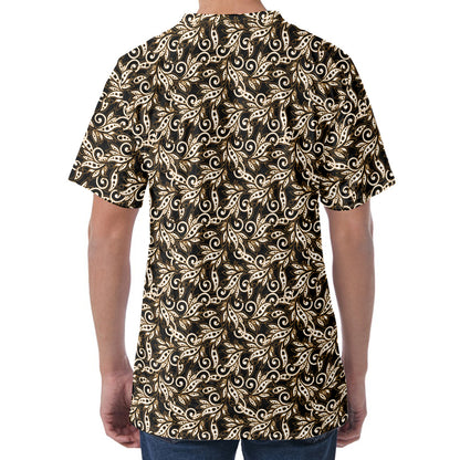 Dark Western Floral Pattern Print Men's Velvet T-Shirt