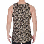 Dark Western Floral Pattern Print Men's Velvet Tank Top
