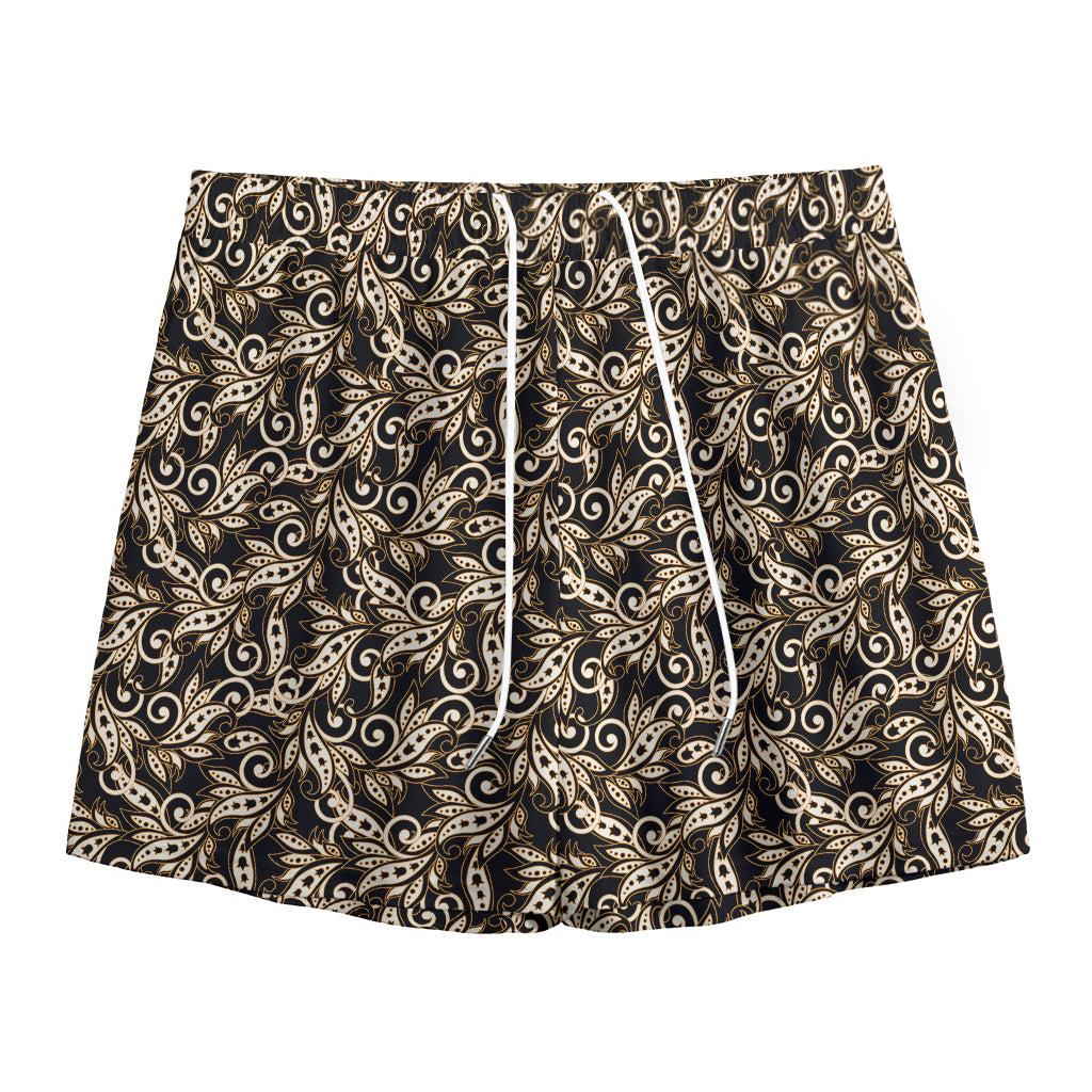 Dark Western Floral Pattern Print Mesh Shorts