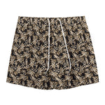 Dark Western Floral Pattern Print Mesh Shorts