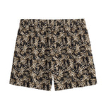 Dark Western Floral Pattern Print Mesh Shorts