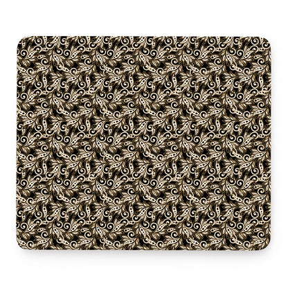 Dark Western Floral Pattern Print Mouse Pad