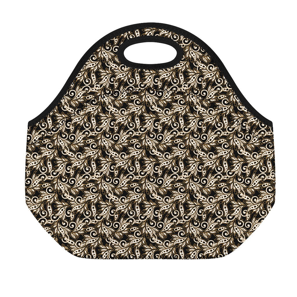Dark Western Floral Pattern Print Neoprene Lunch Bag