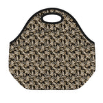 Dark Western Floral Pattern Print Neoprene Lunch Bag