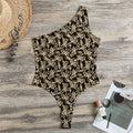 Dark Western Floral Pattern Print One Shoulder Bodysuit