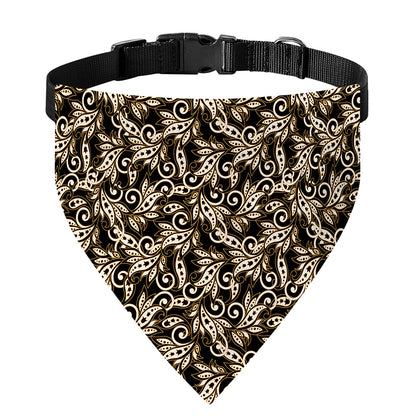 Dark Western Floral Pattern Print Over The Collar Dog Bandana