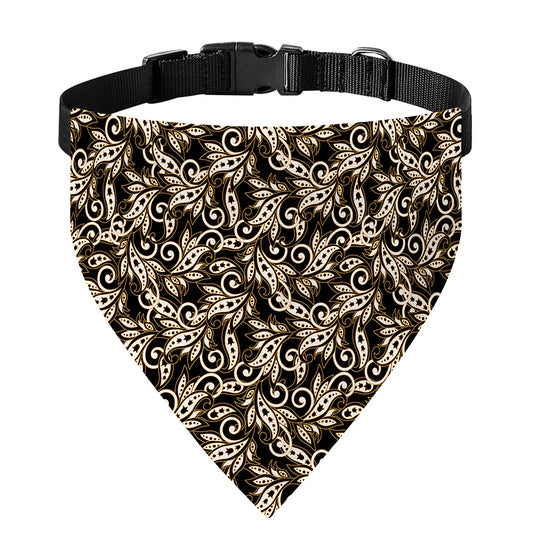 Dark Western Floral Pattern Print Over The Collar Dog Bandana