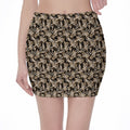 Dark Western Floral Pattern Print Pencil Mini Skirt