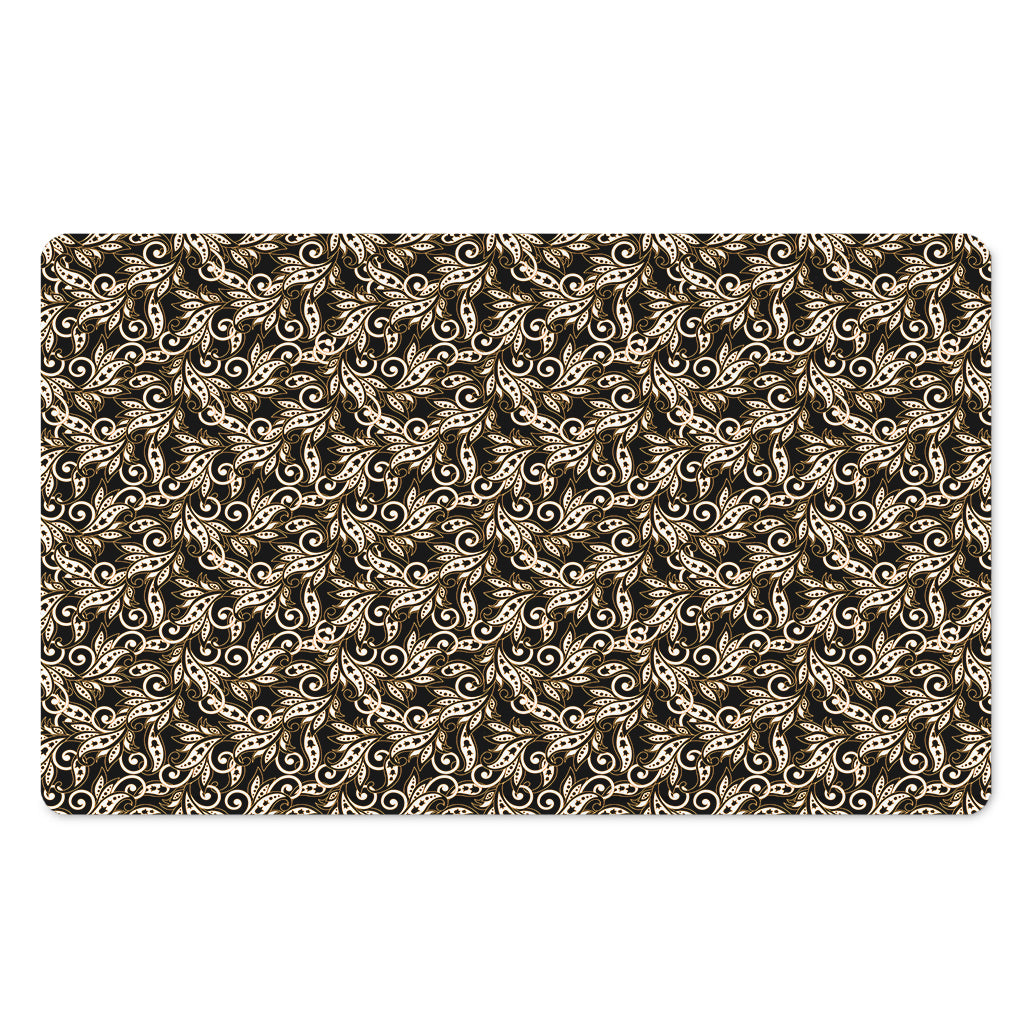 Dark Western Floral Pattern Print Polyester Doormat