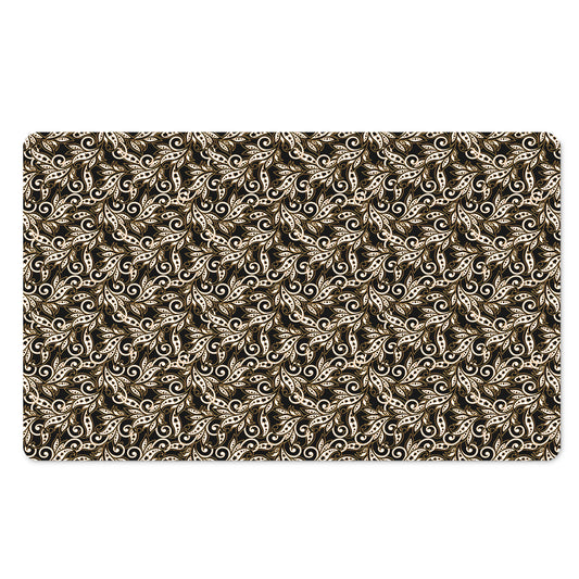 Dark Western Floral Pattern Print Polyester Doormat