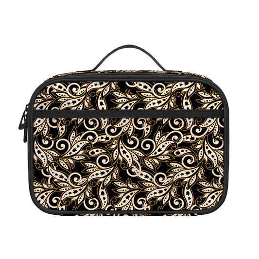 Dark Western Floral Pattern Print Portable Lunch Bag