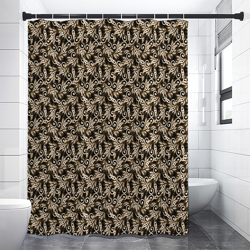 Dark Western Floral Pattern Print Premium Shower Curtain
