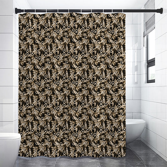 Dark Western Floral Pattern Print Premium Shower Curtain