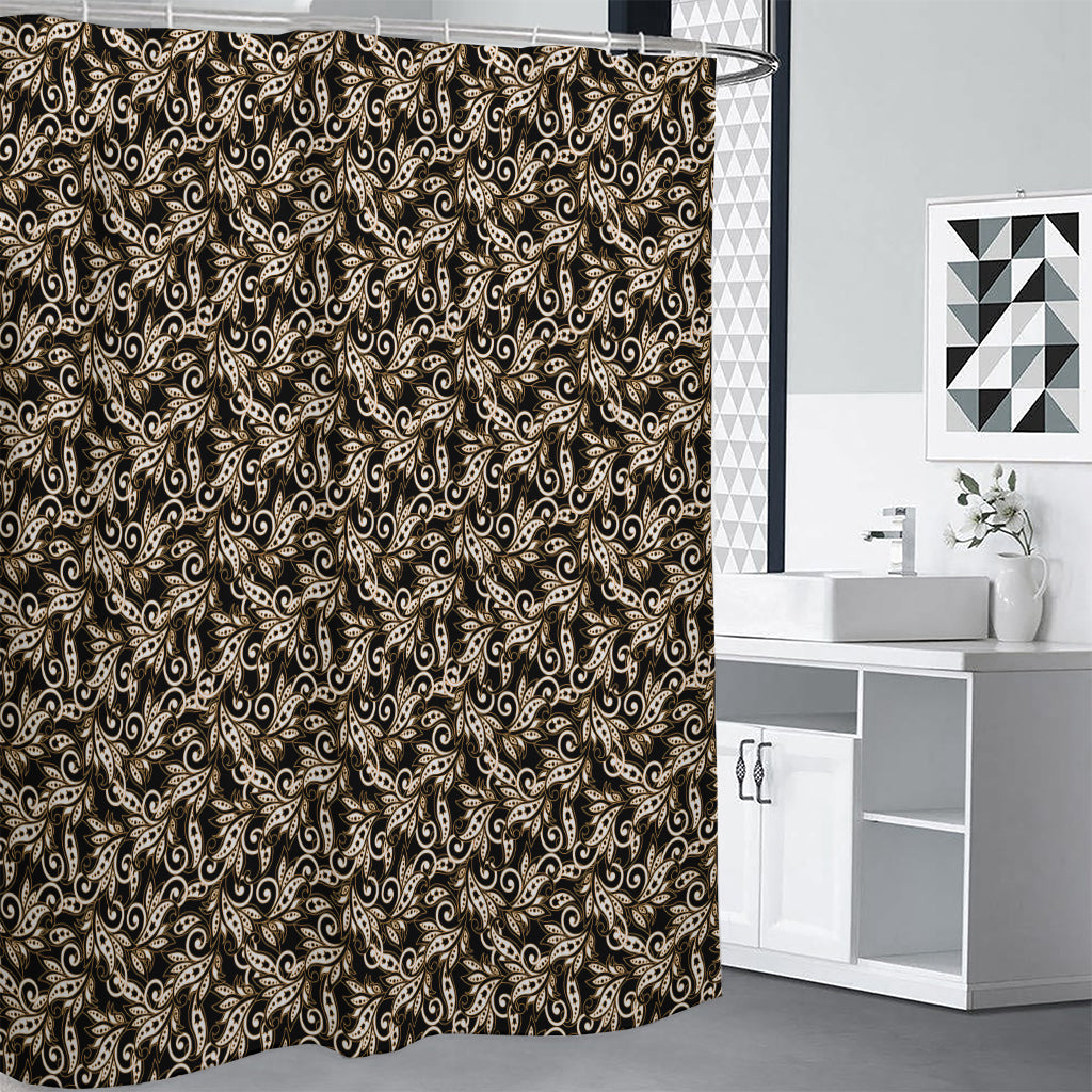Dark Western Floral Pattern Print Premium Shower Curtain