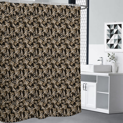 Dark Western Floral Pattern Print Premium Shower Curtain