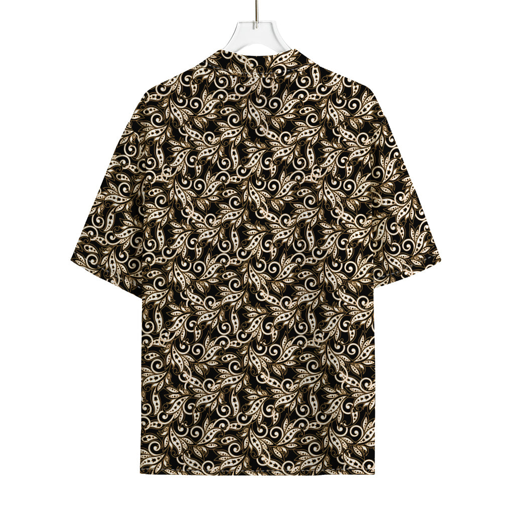 Dark Western Floral Pattern Print Rayon Hawaiian Shirt