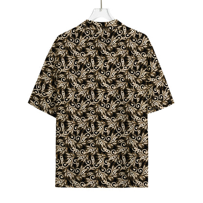 Dark Western Floral Pattern Print Rayon Hawaiian Shirt