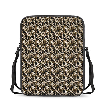 Dark Western Floral Pattern Print Rectangular Crossbody Bag