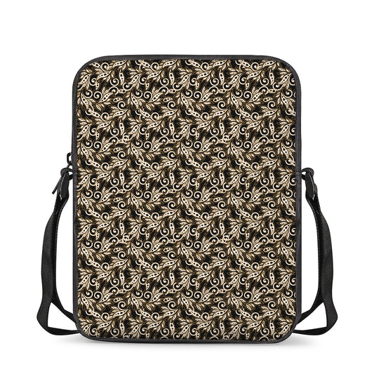 Dark Western Floral Pattern Print Rectangular Crossbody Bag