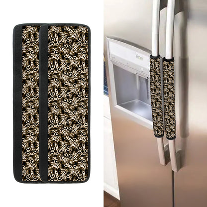 Dark Western Floral Pattern Print Refrigerator Handle Covers
