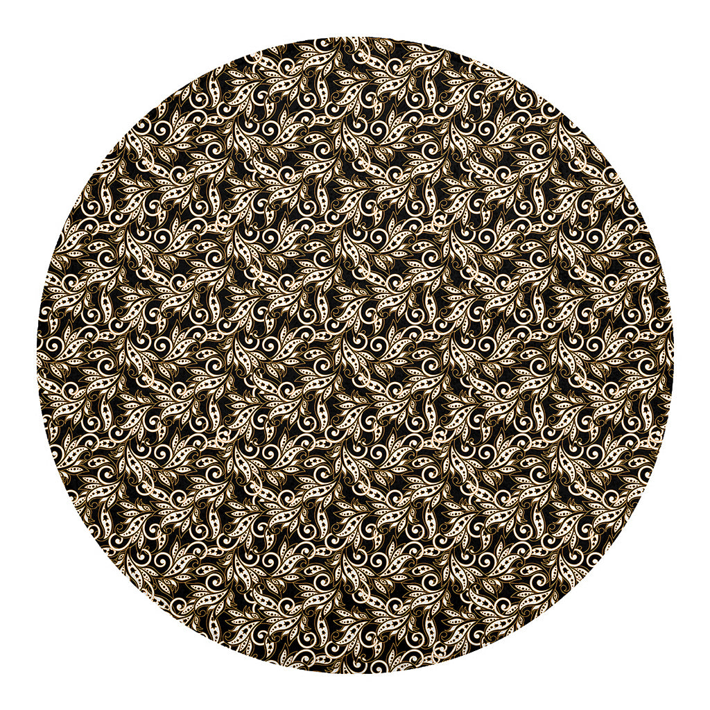 Dark Western Floral Pattern Print Round Blanket