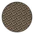 Dark Western Floral Pattern Print Round Floor Mat