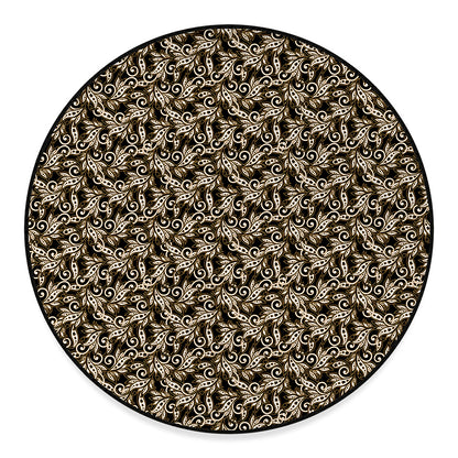 Dark Western Floral Pattern Print Round Floor Mat