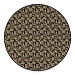 Dark Western Floral Pattern Print Round Floor Mat