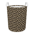 Dark Western Floral Pattern Print Round Laundry Basket