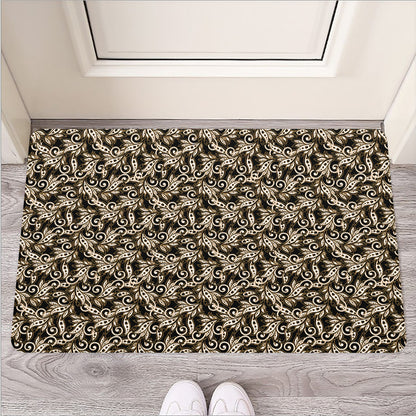 Dark Western Floral Pattern Print Rubber Doormat