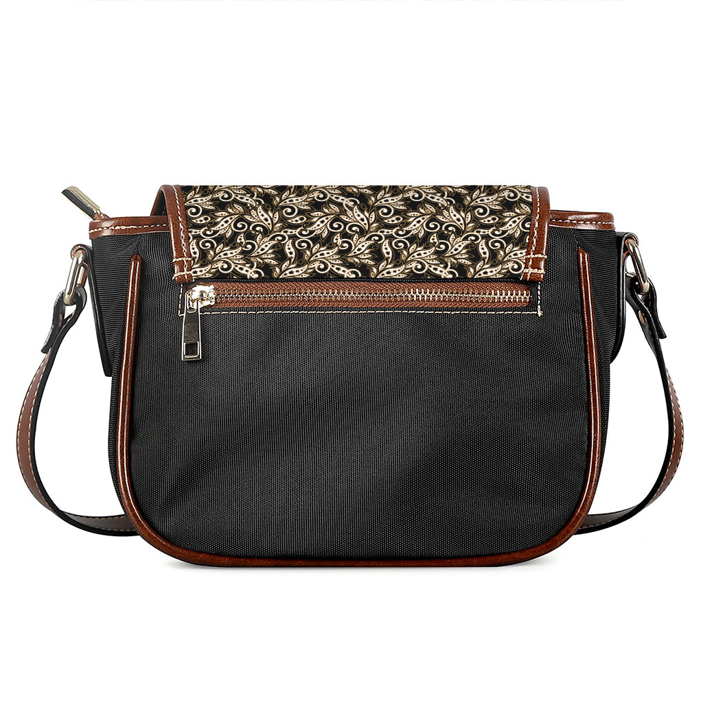 Dark Western Floral Pattern Print Saddle Bag