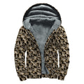 Dark Western Floral Pattern Print Sherpa Lined Zip Up Hoodie