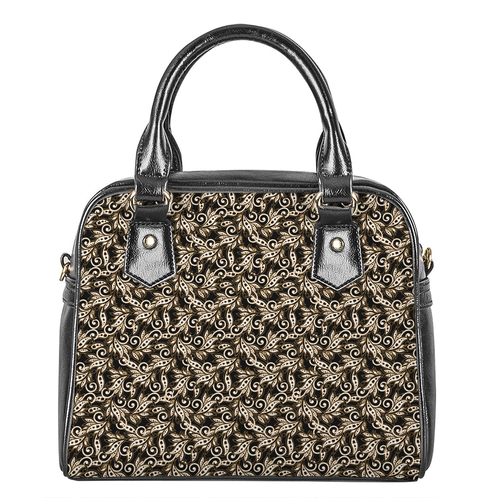 Dark Western Floral Pattern Print Shoulder Handbag